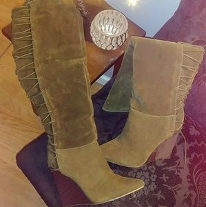 Olive Green Suede Boots